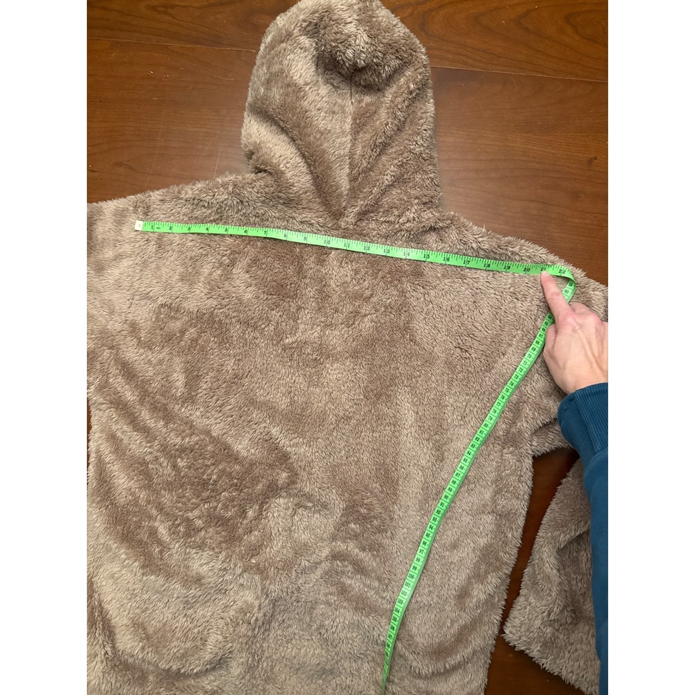 YoungLA‎ fuzzy teddy hoodie Small light pink tan full zip oversized EUC jacket - Picture 12 of 12
